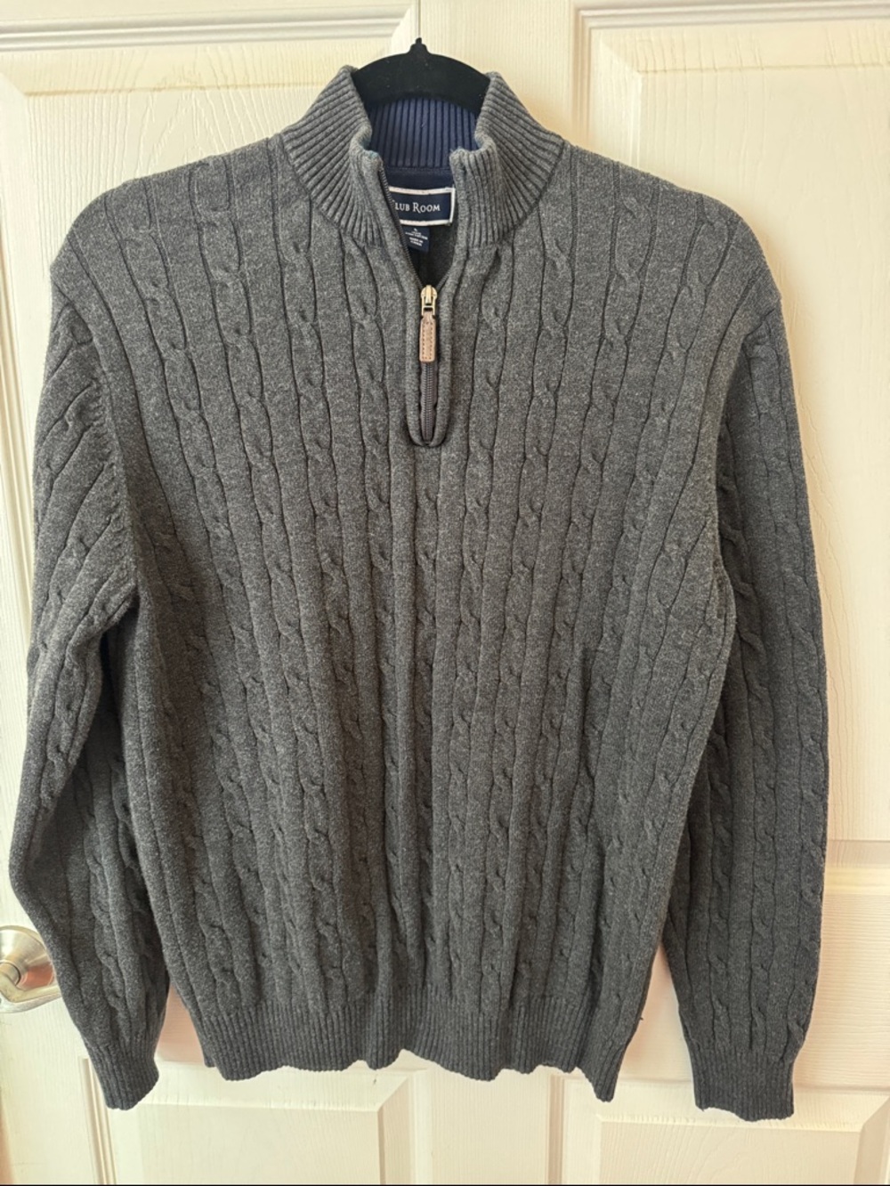 Club Room Men's Gray Cable-Knit Half-Zip Sweater